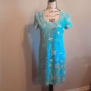 LILY PULITZER BLUE SEASHELL CLAM DRESS SMALL